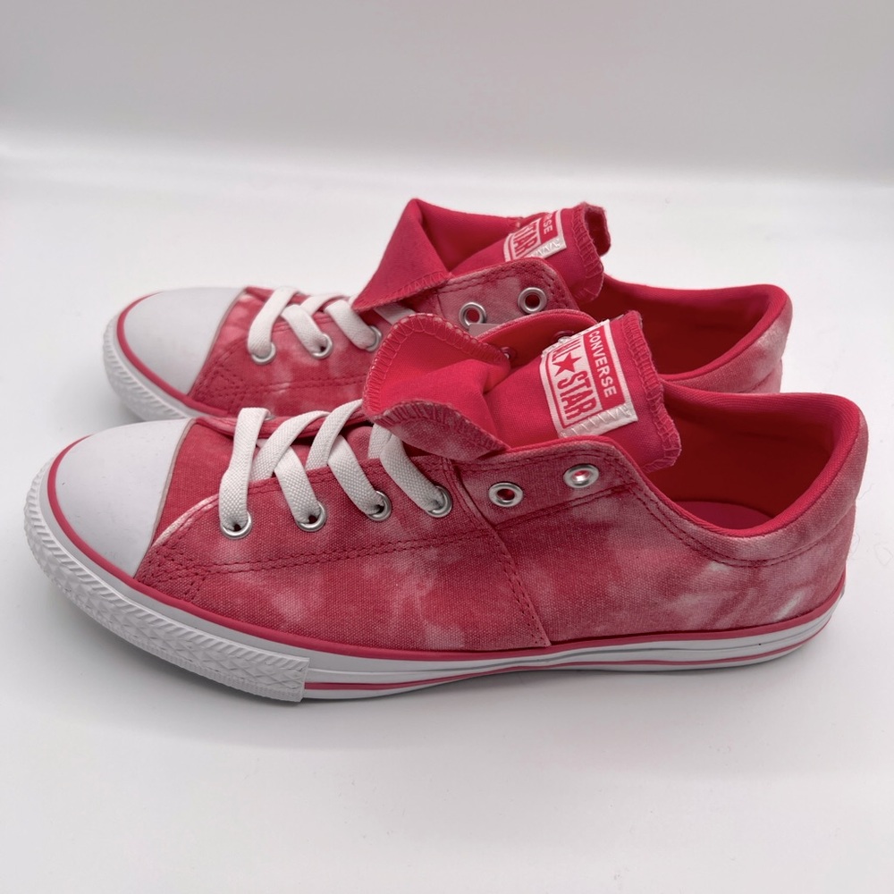 Pink and White Tie-Dyed, Double Tongued Converse | Size M6 W8 |